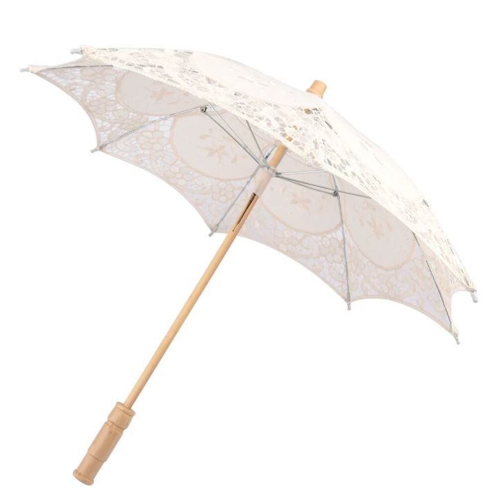 Prom Wedding Decor Lace Umbrella Bridal Manual Opening Umbrella Party Photography Prop Fashion Wooden Handle Lace Umbrella Photo
