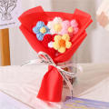 Colorful Crochet Bouquet Elegant Lightweight Hand Knitted Artificial Flower Mini Size Flower Arrangement for Valentine Wedding. 
