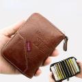 Dropshipping High Quality PU leather Business Card Holder Men Classic Retro Multi-function Multi-card Slot Zipper Id Card Holder.