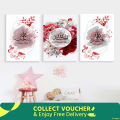 Elegant Floral Design 3-Piece Waterproof Wall Art Set for Home Office Decoration. 