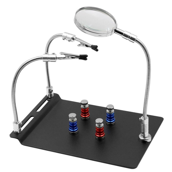 PCB%20Magnetic%20Fixing%20Clip%20PCB%20HOLDER%20Circuit%20Holder%203rd%20Hand%20Soldering%20Stand%20Third%20Hand%204Pcs%20Fixing%20Clips%202Pcs%20Flexible%20Arm%201Pcs%20Magnifying%20Glass%20Helping%20Hand%20Repair%20Tools%20-%20Image%203
