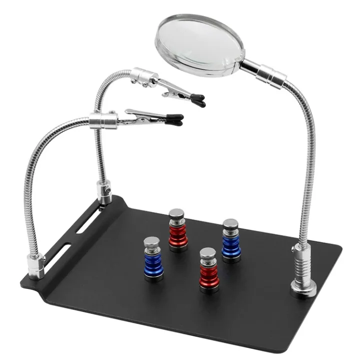 PCB%20Magnetic%20Fixing%20Clip%20PCB%20HOLDER%20Circuit%20Holder%203rd%20Hand%20Soldering%20Stand%20Third%20Hand%204Pcs%20Fixing%20Clips%202Pcs%20Flexible%20Arm%201Pcs%20Magnifying%20Glass%20Helping%20Hand%20Repair%20Tools%20-%20Image%203