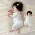 Baby clothes, thin short sleeved jumpsuit, pure cotton breathable mesh, A-class romper, full moon baby pamas, summer. 