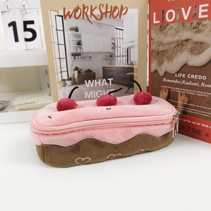Exquisite%20Cherry%20Cake%20Pen%20Bag%20Themed%20Design%20Cute%20Large%20Capacity%20Pencil%20Pouch%20Plush%20Pen%20Bag%20for%20Student%20Supplies%20School%20Essentials%20Gift%20Item%20Storage%20Art%20Supplies%20Carrier%20-%20Image%203