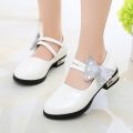 Big Girls Leather Shoes White Wedding Butterfly Mary Janes Patent Leather Princess Shoes Party Single Shoe Black Red Baby Kids. 
