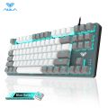AULA F3287 Wired TKL Rainbow Mechanical Gaming Keyboard, 80% Compact Tenkeyless 87 Keys Layout w/Tactile Blue Switches, White & Grey Mixed-Color Keycaps, Programmable Macro Keys.