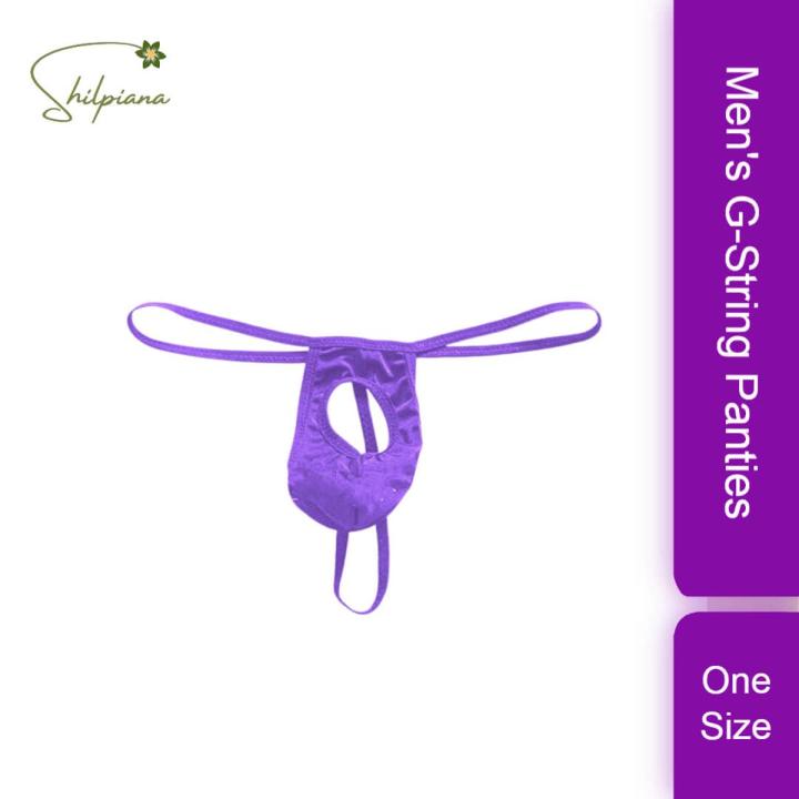 Men's Sexy Underwear Knitted Panties Without Trace T-shaped Back pants Micro Thongs For Men's From Shilpiana (Purple - Free Size)