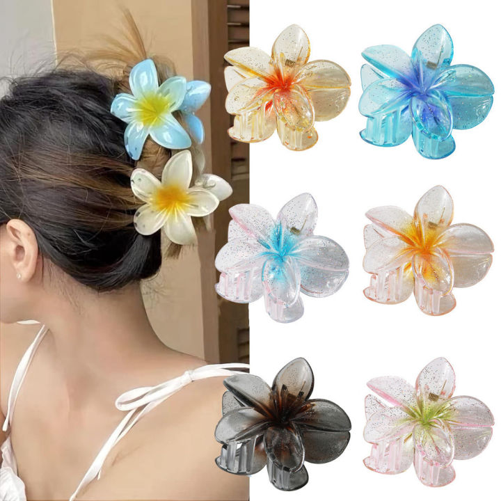 【original】 New 2024 Spring Flower Hair Clip Candy Color Hair Claw for Women Catch Hairpins Hair Accessories for Girls 8CM