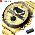 Curren 8384 Military Mens Analog Digital Watch Stainless Steel LED Waterproof Curren Watches 2021 -  Rose Gold. 
