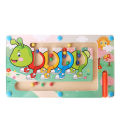Children's Montessori Early Education Wooden Maze Magnetic Pen Moving Beads Color Cognitive Digital Classification Counting Board. 