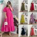 Ladies Cotton Soft Maxi Dress – Comfortable Buttoned Style for Women.
