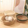 Cat Bed Basket Cool Cat Scratcher Durable Weaving Pet Cat Bed for Cats Puppy green 45cmx15cm. 