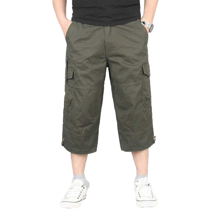 3XL%20Men%20Solid%20Color%20Breathablecket%20Loose%20Straight%20Capri%20Cropped%20Pants%20Trousers%20-%20Image%202