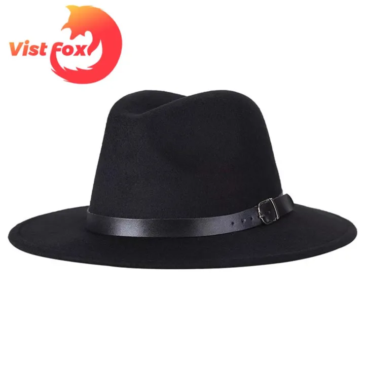 %EF%BC%88New%EF%BC%89Vit%20Fox%20Fedora%20Hat%20With%20Buckle%20Pure%20Color%20Fedora%20Hat%20-%20Image%202