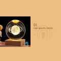 GC 3D Galaxy Crystal Ball Lamp, 2.4 Inch Crystal Ball Night Light With Wooden Base, 3D Engraving Holographic Lamp For Home Desktop Decoration. 