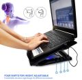 Gaming Laptop Cooler stand, Portable Ultra-Slim Silent Laptop Notebook Cooling Pad, USB Powered Silent With 4 Fans, with LED Quiet Slim, Light Weight Cooler Laptop Cooling Pad Stand height adjustments Laptop table.