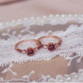 New natural rose garnet magnesia stone simple retro versatile open ring for women adjustable. 