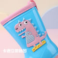 Cartoon dinosaurs for boys and women, kids anti-slip, cute rain boots with cotton fashion baby water boots, medium water rubber shoes. 