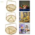 Woven Basket Multipurpose with Handle Bamboo Basket for Wedding Picnic Party S. 