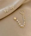 Earrings - Trendy Fashionable Korean Elegant Cute Rhinestone Butterfly Pearl Stud Earrings for Girls Simple Stylish Fashion - Earring for Women New Collection. 