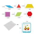 155 Pcs Wooden Pattern Blocks Set Geometric Shape Puzzle Kindergarten Classic Educational Montessori Tangram Toy.