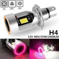 Angel Eye H4 LED Head Light Motorcycle Scooter High and Low Beam Light - Red. 