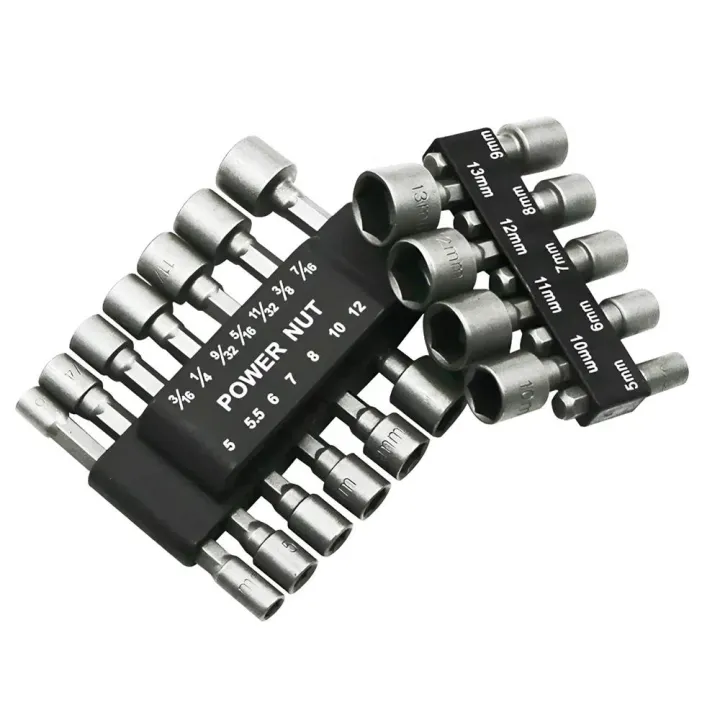 14pcs/9pcs%20Power%20Nut%20Driver%20Drill%20Bit%20Set%20Hexagonal%20Shank%20Hex%20Nut%20Socket%201/4%20Screw%20Metric%20Driver%20Tool%20Set%20Adapter%20Drill%20Bit%20-%20Image%205