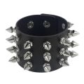 Black Leather Wristband Bracelet Cuff goth gothic punk bracelets women men metal armbands cosplay can be adjusted jewelry. 
