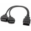 OBD2 16-pin Adapter Cable Auto Male To Double Y-Splitter. 