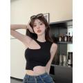 High Street Chain Cut Out Crop Top Women Summer Y2K Clothes Solid Black Asymmetrical Neck Sleeveless Tank Top Streetwear. 