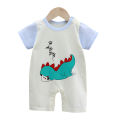 【LuckyBabyFans Store】(New) baby rompers cotton cartoon printing newborn crew neck short-sleepted rompers color. 