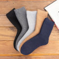 Thick wool socks Autumn and Winter Thickened Warm Men's Mid-Calf Length Sock Men's Casual Solid Color Middle-Aged and Elderly Terry-Loop Hosiery. 