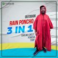 3 in 1 Outdoor Rain Poncho for Hiking Trekking Camping with Tarp and Ground Sheet Facility. 