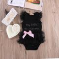 (NEW)Rompers Infant Baby Girls Clothes My Little Black Dress Bow Lace Short Sleeve Cute Cotton Rompers Outfits Baby Girl Clothing.
