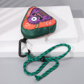 Cartoon Monster Canvas   3D Triangle Cute Key Bag Pendant With Keychain Earphone Storage Bag Portable Wallet. 
