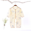 Baby ultra-thin breathable summer long-sleeved printed jumpsuit combed cotton bamboo fiber baby sweatshirt air-conditioned clothing. 