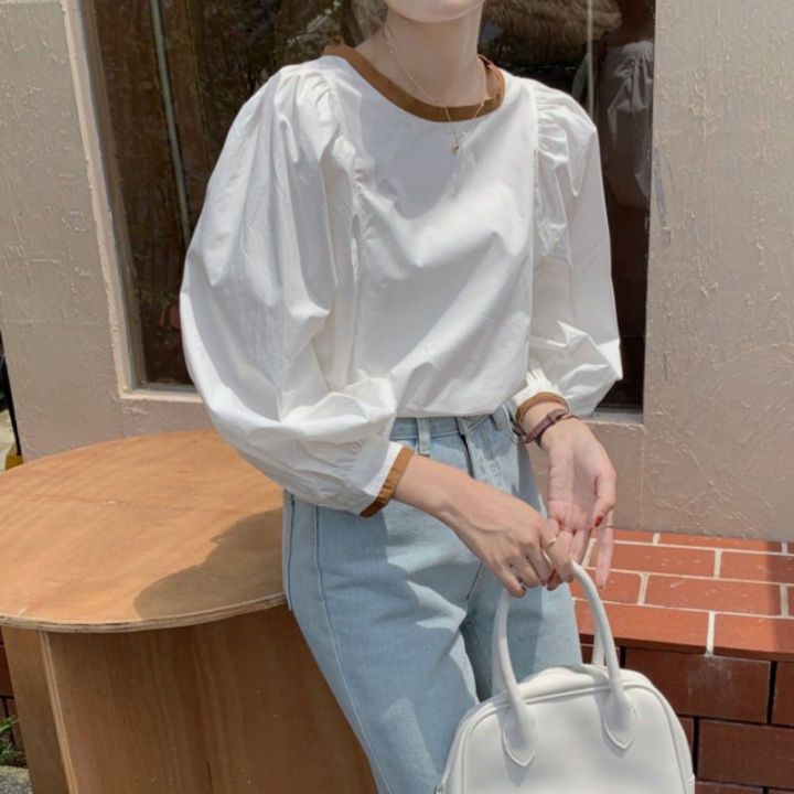 Niche%20Elegant%20Long%20Sleeve%20Blouse%20Women%202023%20Spring%20New%20Korean%20Style%20Loose-Fitting%20Blouse%20Design%20Sense%20Bishop%20Sleeves%20Top%20-%20Image%204