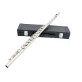 Western Concert Flute Cupronickel Plated Silver 16 Holes C Key Woodwind Instrument - silver. 