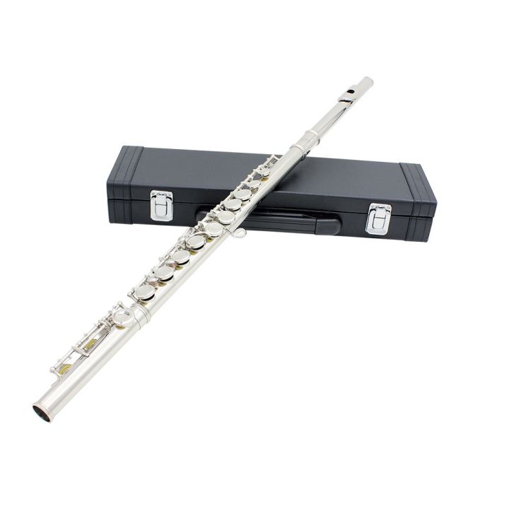 Western Concert Flute Cupronickel Plated Silver 16 Holes C Key Woodwind Instrument - silver