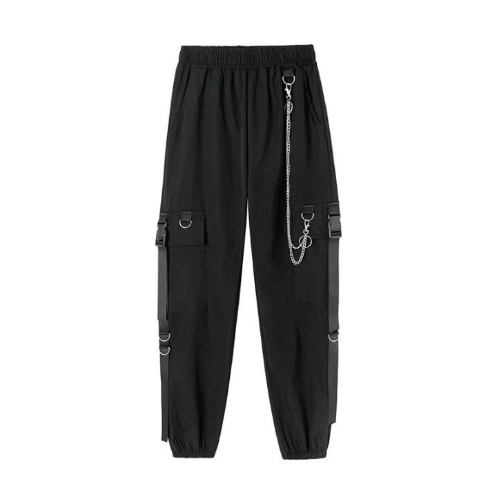 2023%20Spring%20Summer%20Cargo%20Women's%20Pants%20Punk%20Black%20Female%20Joggers%20Streetwear%20Harem%20Ankle-Length%20Trousers%20with%20chain%20-%20Image%205