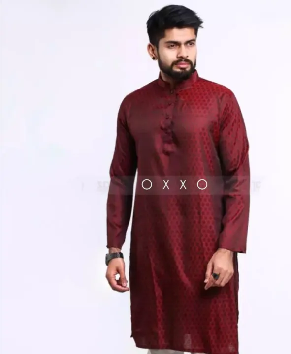 Eid%20special%20royel%20blue%20solid%20colour%20fasionable%20%20cotton%20semilong%20panjabi%20for%20men%20-%20Image%203