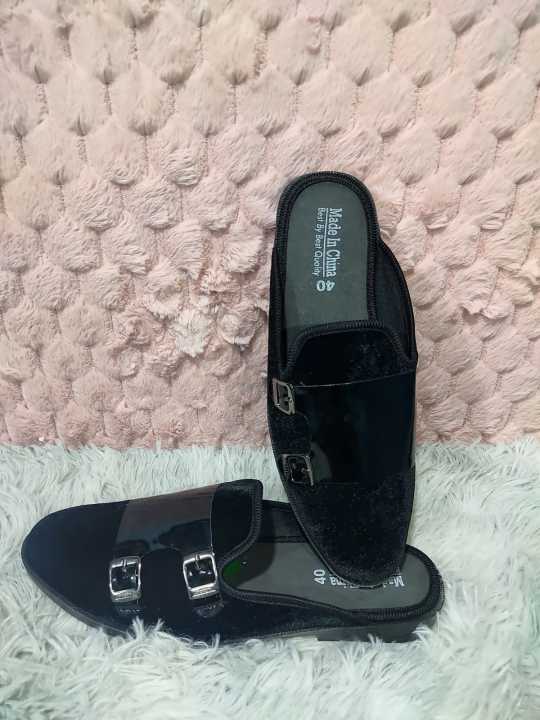 Velvet%20Fabrics%20Half%20Shoe%20Black%20Color%20For%20Men%20-%20Image%203