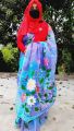 Sky Color Half Silk Wash Painted Hand Paint Saree -03. 