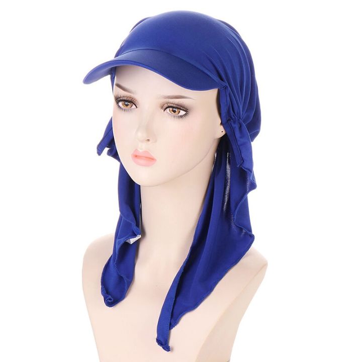 New%20Women%20Soft%20Turban%20Hat%20Solid%20Color%20Outdoor%20Brim%20Sunshade%20Hats%20Female%20Fashion%20Sun%20Hats%20Square%20Scarf%20Cap%20Headscarf%20Baseball%20Cap%20-%20Image%202