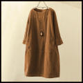 Versatile Tunic dress Fashionable Stylish Oversize Corduroy dress Comfortable With pockets Long sleeve dress for Casual wear dress Autumn/winter fashion Women's fashion Day-to-night outfit.