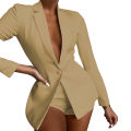 Lady Blazer One Button Straight Lapel Suits Jacket. 