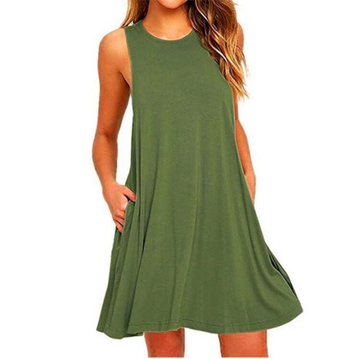 Women's%20Summer%20Casual%20Swing%20T-Shirt%20Dresses%20Beach%20Cover%20Up%20With%20Pockets%20Loose%20T-shirt%20Dress%20-%20Image%202