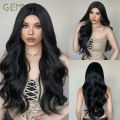 GEMMA Black Long Wavy Synthetic Wig Natural Black Body Wave Wigs for Women Afro Cosplay Daily Hair Middle Part Heat Resistant. 