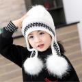 Winter Beanies Baby Ring Hat Pompom Children Hats Knitted Cute Cap for Baby Girls Boys Warm Fleece Lining Earflap Caps for Kids.