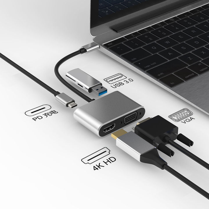 Usb%20C%20Hub%20to%204K%20VGA%20USB%20C%203.0%20HDMI-compatible%20Adapter%204%20in%201%20for%20Nintendo%20Macbook%20Phone%20Huawei%20Xiaomi%20Laptop%20TV%20PC%20Cable%20Adapter%20-%20Image%202